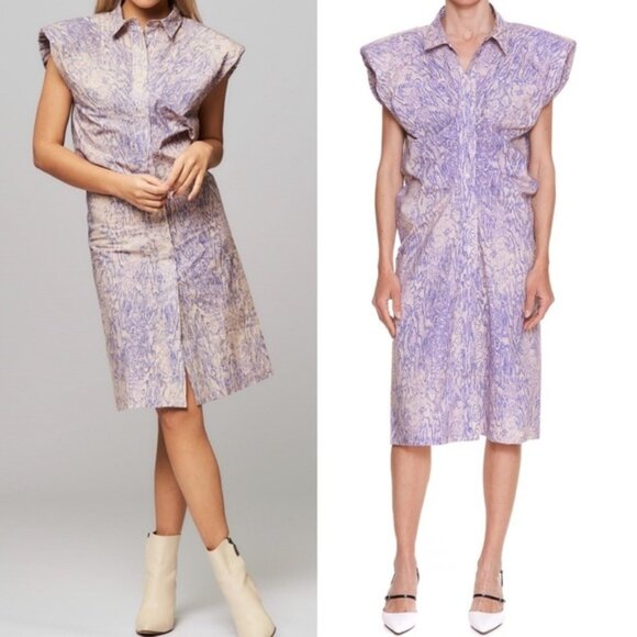 Nwt Remain Birger‎ Christensen Purple Marika Dress Shoulder Pads Size 8 Designer - Picture 2 of 9